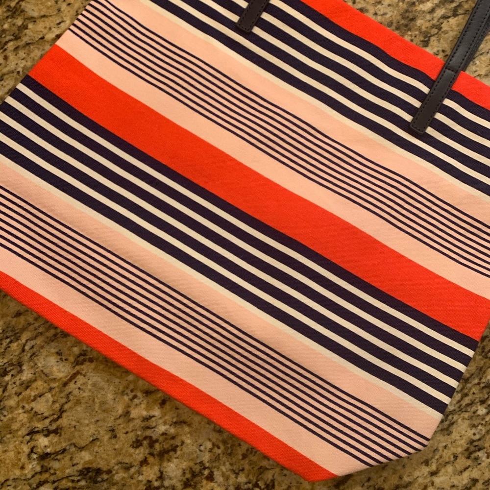 NWT Kate spade stripe canvas tote bon shopper bag - Picture 4 of 9